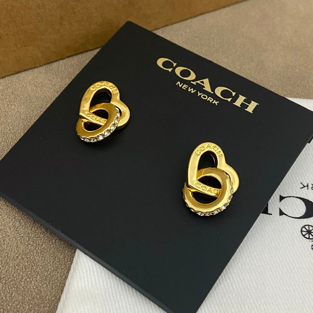 Coach Geometric Heart Rhinestone Earrings - Picture 2 of 6